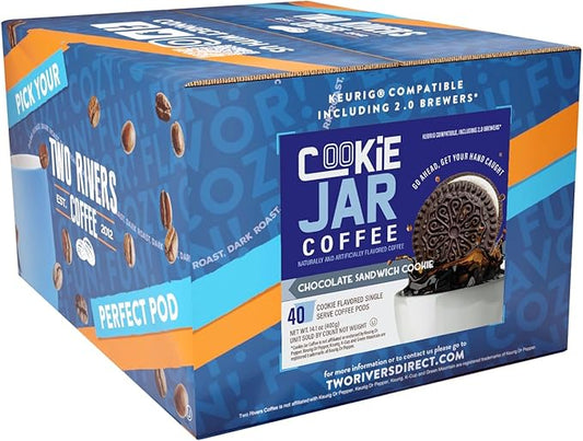 Cookie Jar Sandwich Cookie Coffee Pods, 40 Single-Serve Pods, Compatible with Keurig K Cup Brewers, Convenient Brewing, Smooth Aroma