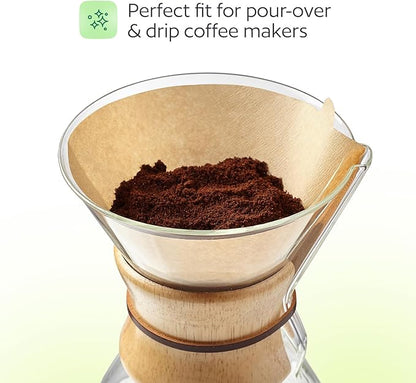 200 Pcs #4 Unbleached Paper Coffee Filters for Cuisinart, Ninja, BLACK+DECKER & other 8-12 Cup Coffee Makers - Perfect for Pour Over and Drip Coffee