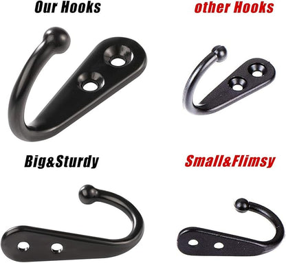 Yangbaga 30Pcs Wall Hooks for Hanging-Large Metal Coat Hooks with 60 Pieces Screws,Black Heavy Duty Wall Mounted Hook for Door Hook,Purse,Towel, Key, Robe, Coats, Scarf, Bag, Cap, Coffee Mugs