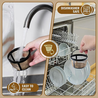 4Pack Coffee Maker Filter Compatible with Mr Coffee 5 Cup,Reusable And Durable Stainless Steel,BPA-Free,Golden Basket
