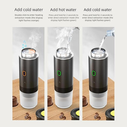 Esprova Portable Espresso Machine, Portable Electric Coffee Maker for Travel Camping, 3-in-1 Self-Heating Espresso Maker, Compatible with Ground Coffee and Capsules, Compact Lightweight (Silver)