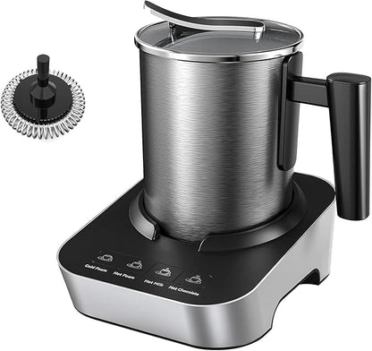 Electric Milk Frother and Steamer 4-in-1 with Stainless Steel Pitcher Cup(400ml/13.5oz), Auto Shut-Off, Hot & Cold Foam Maker and Milk Warmer for Coffee Cappuccinos, Dishwasher Safe