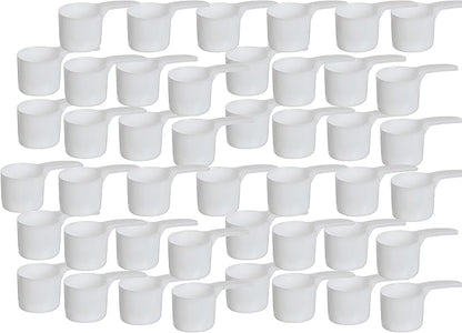70 mL Plastic Measuring Packaging Scoop (=70 cc/ = 4.73 Tablespoon/ = 2.37 fl oz/ = 0.3 Cup), Meidum Handle - to Measure and Dispense Spices, Granules, Powders, for Seeds Packing (50)