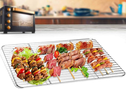 TeamFar Baking Cooling Rack Set of 4, Stainless Steel Rack for Cooking Roasting Grilling, Healthy & Mirror Finish, Oven Use & Dishwasher Safe
