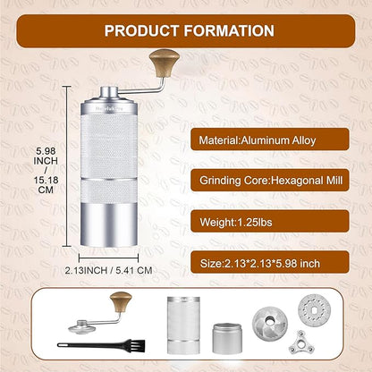 M6 Manual Coffee Grinder,Beautiful Design for Women,Smooth Grinding & Labor Saving,Portable Mini Hand Coffee Grinder for Espresso Pour Over French Press at Home or Camping Travling,Red