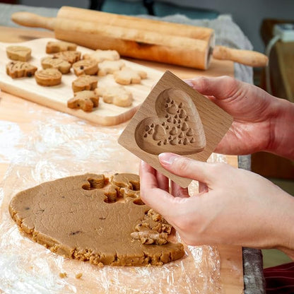 Wooden Cookie Biscuit Mold, 3D Baking Mold, Embossing Craft Decorating Baking Tool, Suitable for Halloween Thanksgiving Christmas Kitchen DIY (Love D 10 * 10 * 2)