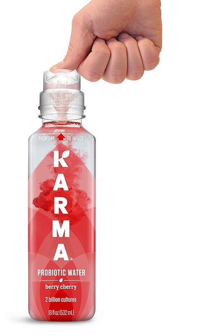 Karma Probiotic Water - 12 Pack, Berry Cherry Drink - Immune & Gut Health Support