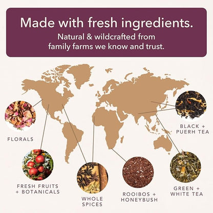 Moonlit Garden Collection Assorted Herbal Tea Gift Set - Hand-Crafted Loose Leaf Teas, Presentation Gift Box with Loose Leaf Steeper Included, Sleepytime Tea - 5 Unique and Flavorful Teas, 75+ Cups