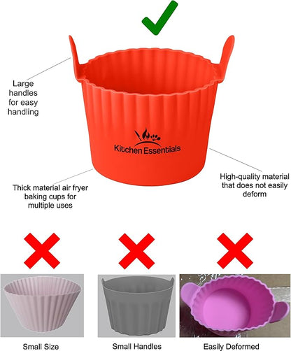 Air Fryer Baking Ramekins – Premium Food-Grade Silicone Mold Cups – Easy Release Nonstick Bakeware Set, 4-Pack for Eggs, Muffins, Cupcakes, Puddings, Tarts, Custards, and More!