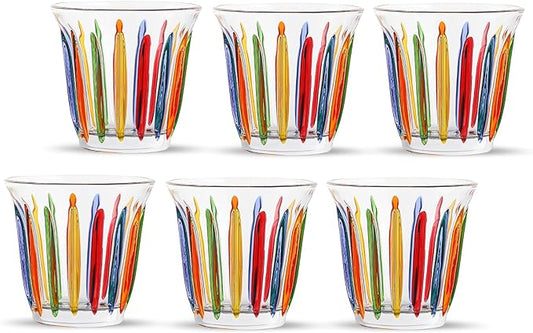 MHW-3BOMBER Shot Glasses Set of 6 Small Glass Cups 3OZ Colored Painted Latte Glasses for Espresso, Whiskey, Vodka, Spirits & Liquors G6191-OS