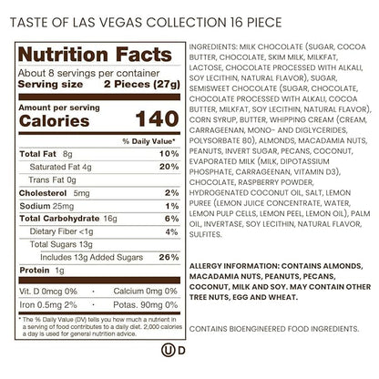 Ethel M Chocolates Premium Taste of Las Vegas Collection Chocolate Gift Box, Milk & Dark Chocolate Candy Assortment, 16 Pieces of Creamy, Smooth and Rich Chocolate Gems