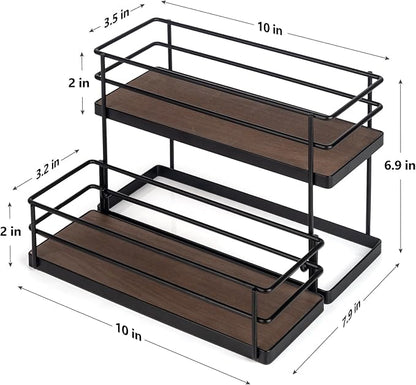 6 Bottle Capacity Coffee Syrup Organizer 2 Tier Coffee Syrup Stand Shelf for Coffee Bar Kitchen Small Wine Rack for Bar Family Storage for Syrup Wine Dressing