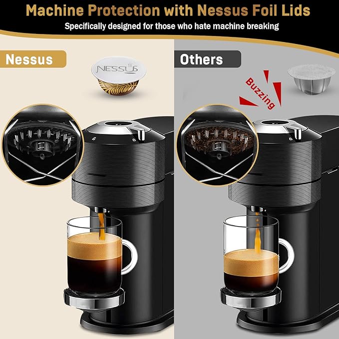 Nessus 200 PCS Original Aluminum Foil Seals Lids from Vertuo Reusable Pods Kit, [ALSeal EZ FIT] for Nespresso Refillable Pods, Compatible with Nespresso Vertuoline Machine(Foil Seals Only)