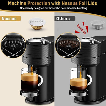 Nessus 200 PCS Original Aluminum Foil Seals Lids from Vertuo Reusable Pods Kit, [ALSeal EZ FIT] for Nespresso Refillable Pods, Compatible with Nespresso Vertuoline Machine(Foil Seals Only)