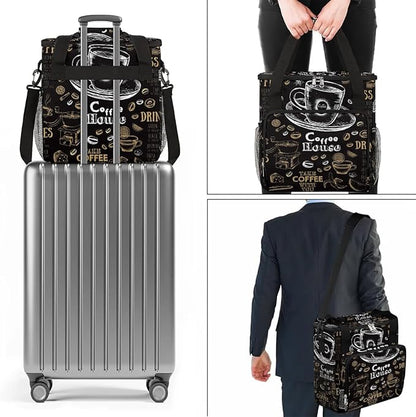 coffee cups beans bread Coffee Maker Carring Bag Travel Carrying Storage Tote Bag Compatible with Keurig K-Mini or K-Mini Plus Portable Single Serve Coffee Brewer Case with Pockets for K-cup Pods