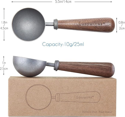 Easyworkz Retro Stainless Steel Coffee Spoon With Black Walnut Handle,10g - Measuring Spoon (Vintage)