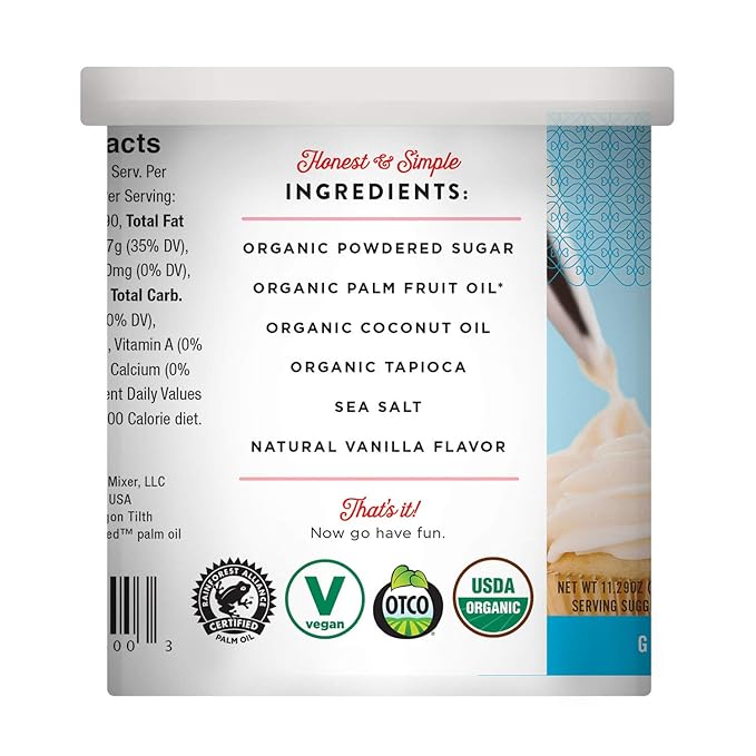 Miss Jones Baking Organic Buttercream Frosting, Perfect for Icing and Decorating, Vegan-Friendly: Vanilla (Pack of 2)