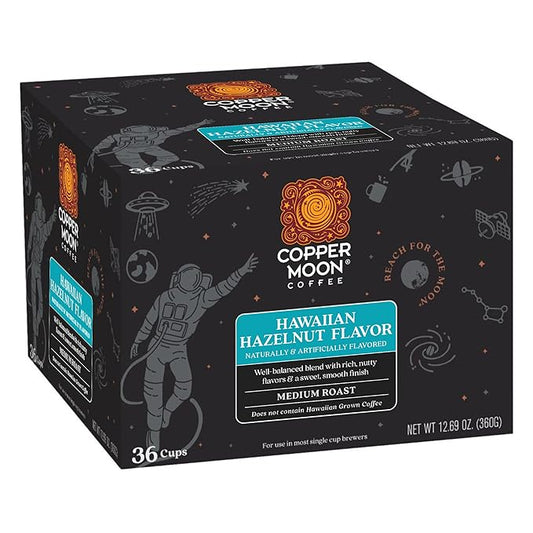 Copper Moon Single Serve Coffee Pods for Keurig K-Cup Brewers, Medium Roast, Hawaiian Hazelnut Blend, 36 Count