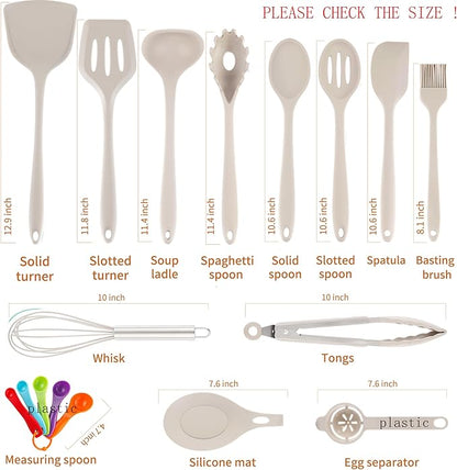 18 Pcs Cooking Utensils Set, Kitchen Utensils Set with Utensil Holder, 446°F Heat Resistant Silicone Spatula Set, Kitchen Gadgets Tools Set for Nonstick Cookware BPA FREE