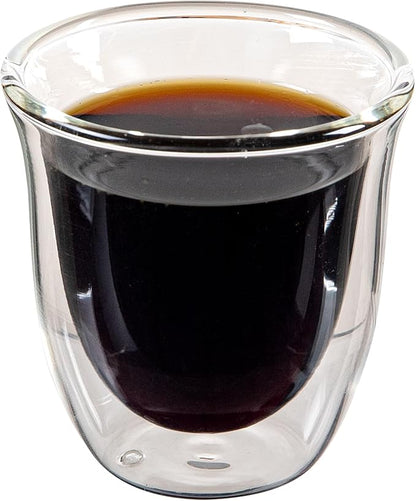 Restaurantware-Forma Professional 2.7 Ounce Double Wall Shot Glasses, 12 Insulated Espresso Cups - Dishwashable, Reusable, Clear Glass Coffee Cups, Freezable, For Hot Or Cold Beverages