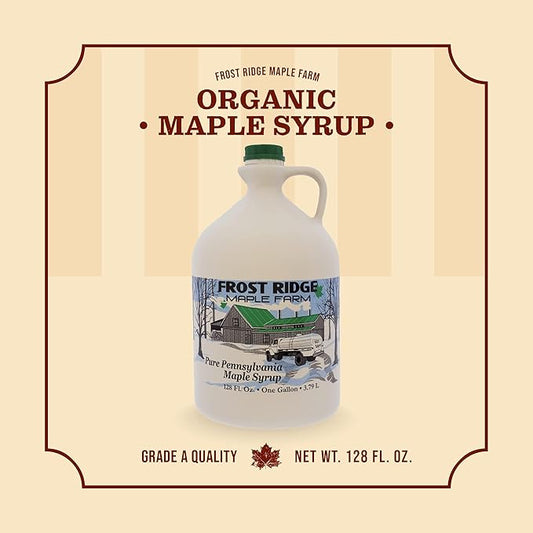 Frost Ridge Maple Farm, Organic Maple Syrup, Grade A, Gallon (128 FL Oz), Dark Robust (formerly Grade B)