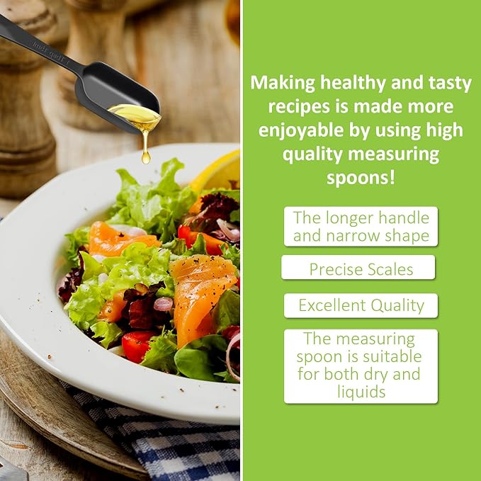 2 Pcs 1 Tablespoon(15 mL | 3 Tsp | 1 Tbsp | 15 cc | 1/2 oz) Stainless Steel Single Measuring Spoon, Long Handle Metal Measuring Spoon, Kitchen Gadgets for Cooking & Baking(Black)