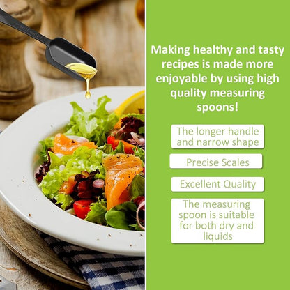 2 Pcs 1/4 Teaspoon(1.25 mL | 1/4 Tsp | 1/16 Tbsp | 1.25 cc | 1/32 oz) Stainless Steel Single Measuring Spoon, Long Handle Metal Measuring Spoon, Kitchen Gadgets for Cooking & Baking(Black)