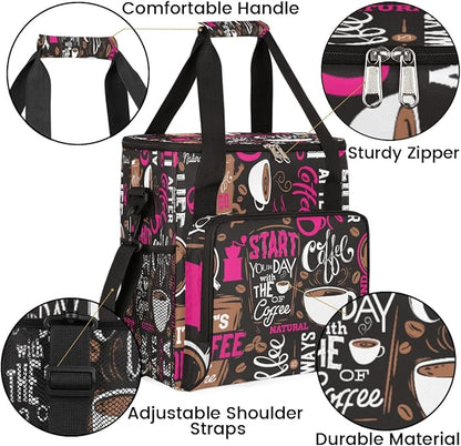 cfpolar Coffee Maker Storage Bag, Waterproof Travel Carrying Storage Tote Bag Organizer Case, Compatible with K-Mini or K-Mini Plus, And Suitable for Other Accessories， With Pockets for K-Cup Pods