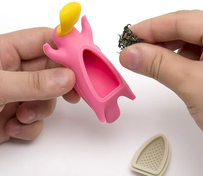 Platypus Tea Infuser Gift Set for Loose Leaf Tea, Cute Tea Steeper Pair in Lovely Gift Box, Ideal Couples Gift, Set of 2, Grey and Pink