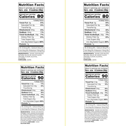 4 Pack Krunchy Melts Original Meringue Cookies | Caramel Delight 4-Pack | 2 Dulce de Leche, 2 Salted Caramel | Only 80-90 Calories Per Serving | Low Fat/Fat Free, Gluten Free, Dairy Free (4 Oz)