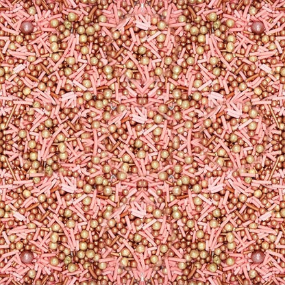 ConfectPink and Gold Edible Sprinkle Mix, Metallic Cake Decorations, Cupcake Toppers, Baking Toppings for Birthday, Wedding, Party Cakes | Vegan, Gluten-Free, Nut-Free, Soy-Free, Dairy-Free, Palm Oil-Free- 4.2 Oz