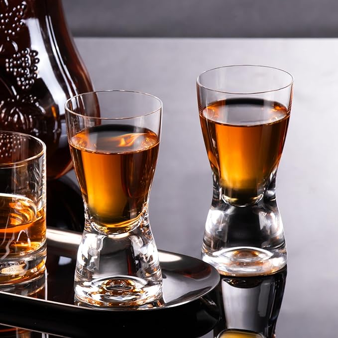 KAMMAK Shot Glasses Set of 2, 70ml/2.3oz Clear Espresso Shot Glass with Heavy Base for Bar Restaurants Home, Small Whiskey Shot Glass for Vodka, Whiskey, Tequila, Spirits & Liquors