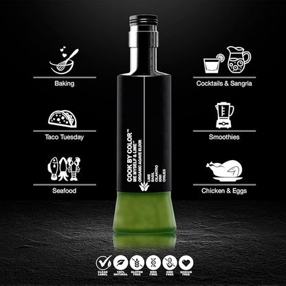 Cook by Color: Me, Myself & Lime, Flavored Organic Agave Syrup Liquid Sweetener, Light Agave Nectar for Cocktails, Teas, Coffee, Smoothies & Cooking, Vegan, Low Carb, 350 ml Bottle, 11.8 fl oz