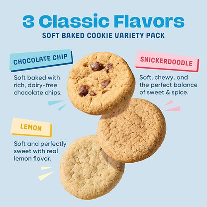 Gluten Free Partake Soft Baked Cookies Variety Pack (Chocolate Chip, Snickerdoodle, Lemon) - Vegan - Free From the Top 9 Allergens Including Dairy, Wheat, Soy, Eggs, & Peanuts - Non GMO - Safe School & Office Snack (3 Pack, 5.5oz Boxes)