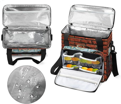 Vintage Red Brick Coffee Maker Carring Bag Travel Carrying Storage Tote Compatible with Keurig K-Mini or Plus Portable Single Serve Brewer Case Pockets for K-cup Pods