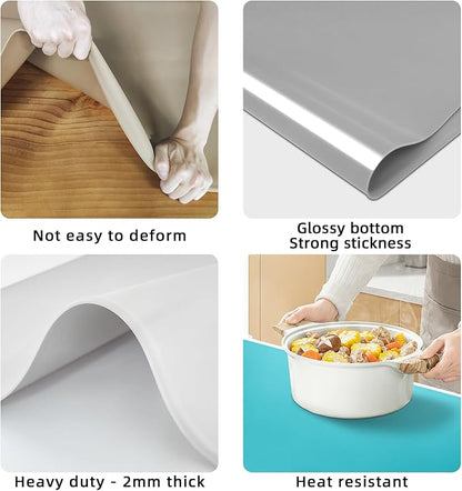 KVK Silicone Mat Silicone Mats for Kitchen Counter Silicone Craft Sheet Large Silicone Pad Desk Work Mat Countertop Protector Table Placemat Resin Casting Molds Mat Nonstick Nonskid 43.3×25.6in Grey