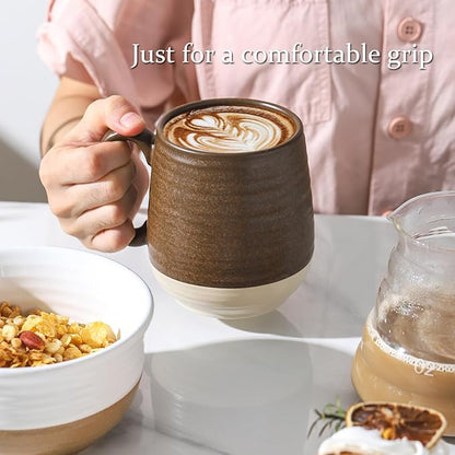 Hasense 20 oz Coffee Mugs, Large Tea Cups with Comfortable Handle Set of 2, Perfect for Coffee, Latte, Hot Cocoa, Dishwasher and Microwave Safe, Brown