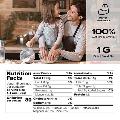 Aviate Lupini FLOUR - Keto & Vegan Friendly Superfood - Non-GMO - Gluten Free - Lupin Flour Keto - High Protein, Low Calorie & Low Carb - Rich in Dietary Fiber and Minerals - 100% Lupin Beans - 16 Ounces (Pack of 1)