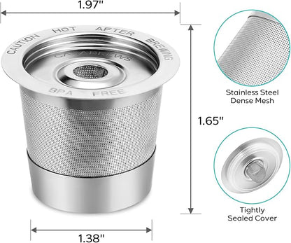 CASABREWS CASKF02 Reusable K Cup Filters, 2 Pack Stainless Steel Refillable Coffee Pods for Keurig 1.0 Brewers, Universal Fit, Eco-Friendly & BPA-Free