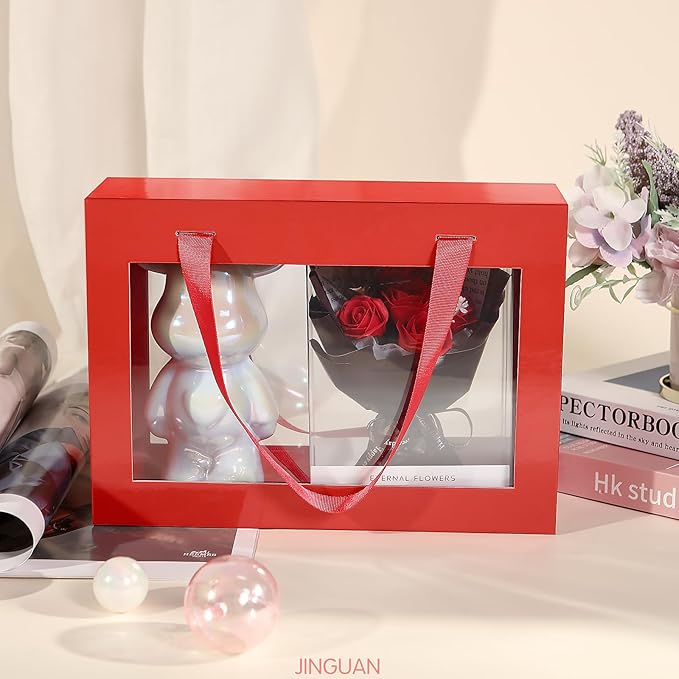 5 Pack Gift Boxes with Windows, Clear Magnetic Gift Boxes for Presents, Bridesmaid Proposal Boxes (11x8x3.2 Inches)
