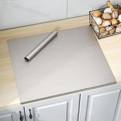 Stainless Steel Cutting Board with Lip 31.5" L X 22.8" W Large Cutting Board Metal Baking Board Non Stick Thick Board with Rolling Pin for Meat Fruits Vegetables Bread and Baking