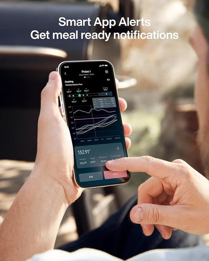 Sync WiFi Wireless Meat Thermometer Digital, 2 Probes, Smart Base, LCD Display, Unlimited Range, Bluetooth 5.4, Improved Stability, NIST-Certified Accuracy, BBQ, Grill, Smoker, Oven, Kitchen