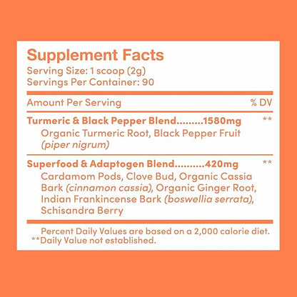 Further Food Best Turmeric Golden Milk Organic Turmeric Powder, Cinnamon, Ginger & Black Pepper Maximum Absorption Joint Health, Gut Health, Sugar-Free, Vegan, Keto (6.35 oz)