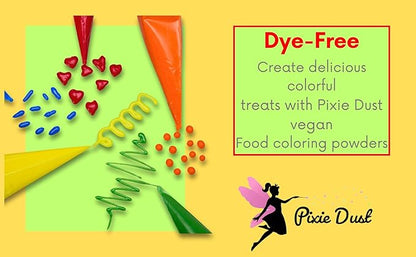 All-Natural Food Coloring Powder set. Colors: Red, Yellow, Blue, Green. Dye-Free/Plant-Based/Non-Carmine/Non annatto/FLAVORLESS by PIXIE DUST (Medium .17 oz Each Color .68 oz/20 gr Total)