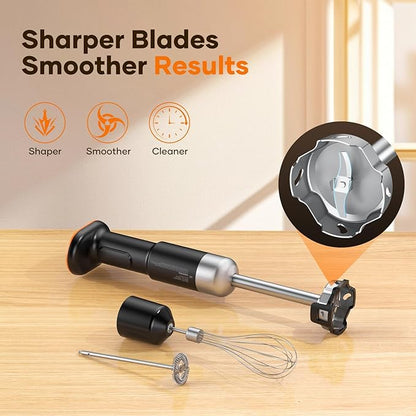 Cordless Stick Immersion Blender 5-in-1, Ritus 13000RPM Soup Blender Rechargeable Handheld Mixer For Baby Food & Smoothies, Variable Speed, Dishwasher-Safe, Mixing Beaker, Chopper, Whisk Milk Frother