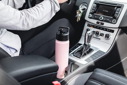 Simple Modern Water Bottle with Straw Lid Vacuum Insulated Stainless Steel Metal Cup Bottles | Reusable Leak Proof BPA-Free Flask for Gym Sports | Summit Collection | 22oz, Midnight Black