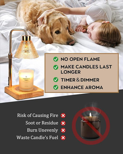 Candle Warmer Lamp with Timer Dimmable, Adjustable Height, Anniversary Women Gifts for Her Girlfriend, House Warming Gifts New Home Room Decor, Wax Warmer Lamp for Jar Candles with 2 Bulbs
