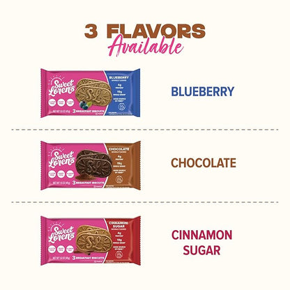 Sweet Loren's Vegan Breakfast Biscuits | Chocolate | 4g Protein, 19g Whole Grains | Plant Based, Gluten Free, Dairy Free, Nut Free Snacks | 6 Pack (30 Total Biscuits, 1.6 ounce each)