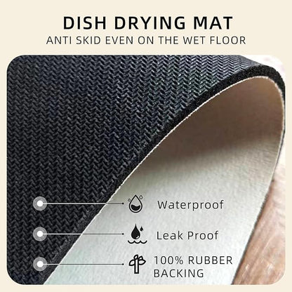 Dish Drying Mat, Diatomaceous Earth Soft Coffee Mat, Absorbent Silicone Dish Drying Mat for Kitchen Counter or Sink for Kitchen Bathroom Coffee Bar (Green, 12 x 16 Inches)