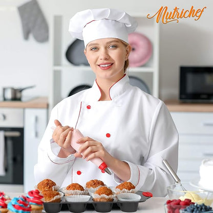 NutriChef Premium 10-Piece Bakeware Set - Flexible Nonstick Carbon Steel, Stylish Red Silicone Handles, Oven Safe Up to 450°F, Dishwasher Safe, Ideal for Baking Cakes, Muffins & More
